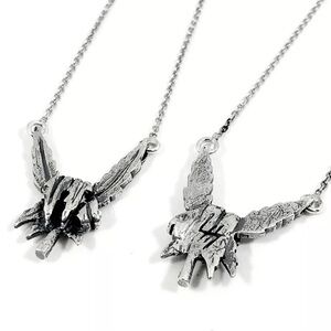 Rock On Leaf Hand Necklace Chain 20” Pendant 1 inch HS Sterling Silver 925